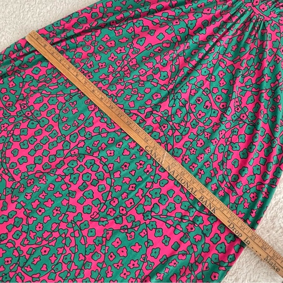 Boden Vibrant Pink & Green Floral Stretchy Maxi Dress Sz 14 Sleeveless Summer - Picture 7 of 13